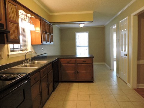 a kitchen with a sink and a counter top