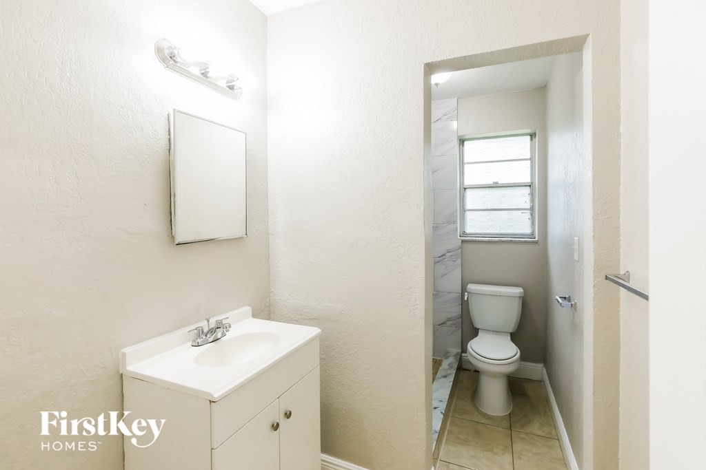 a bathroom with a toilet and a sink and a mirror