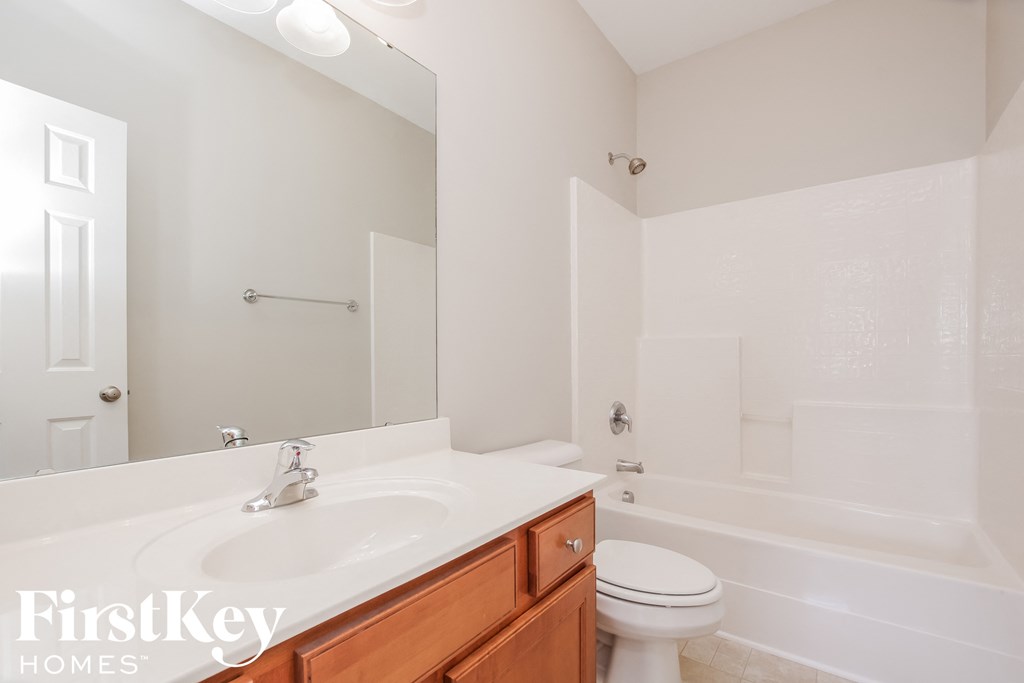 a bathroom with a sink and a toilet and a mirror