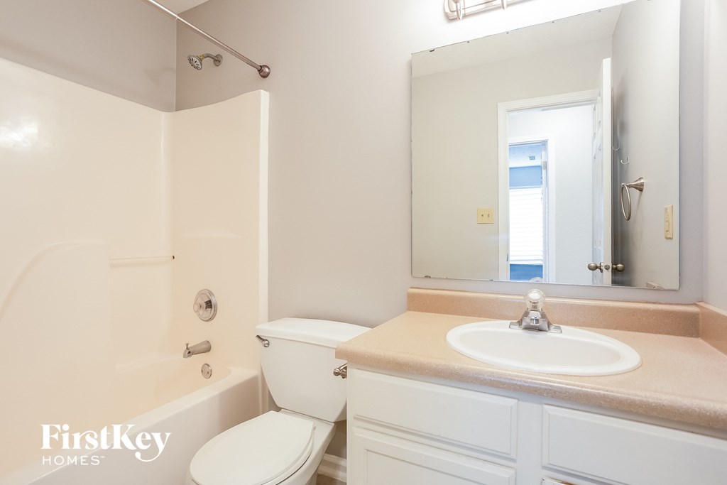 a bathroom with a sink and a toilet and a mirror