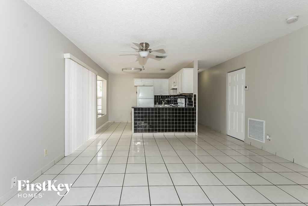 a view of the kitchen from the living room