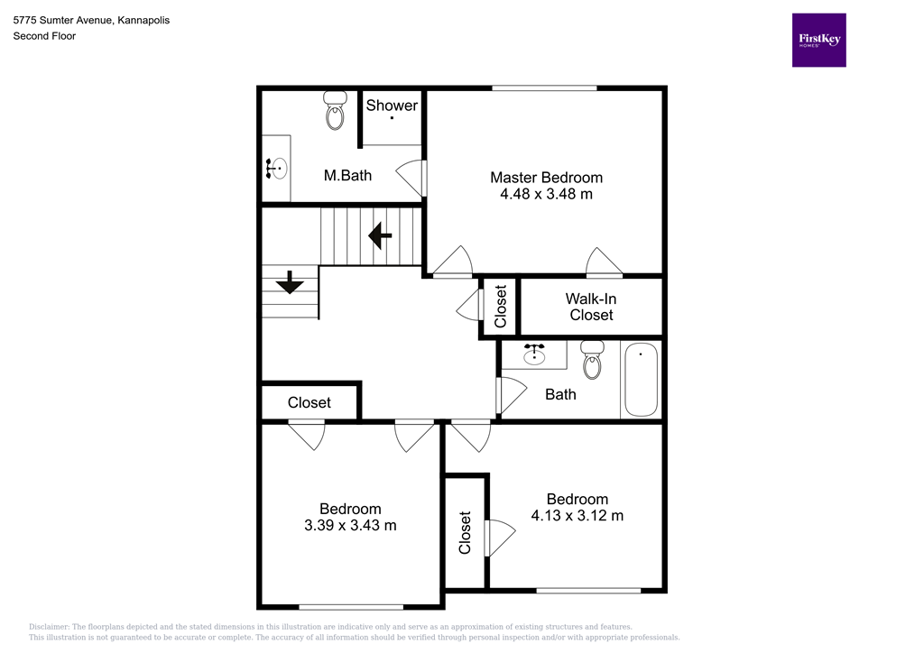 A floor plan of an apartment on the second floor of a building at 5775 Sumter Avenue, Kannapolis.