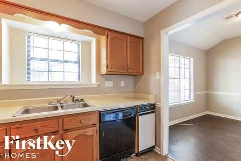 a kitchen with a sink and a dishwasher and a window