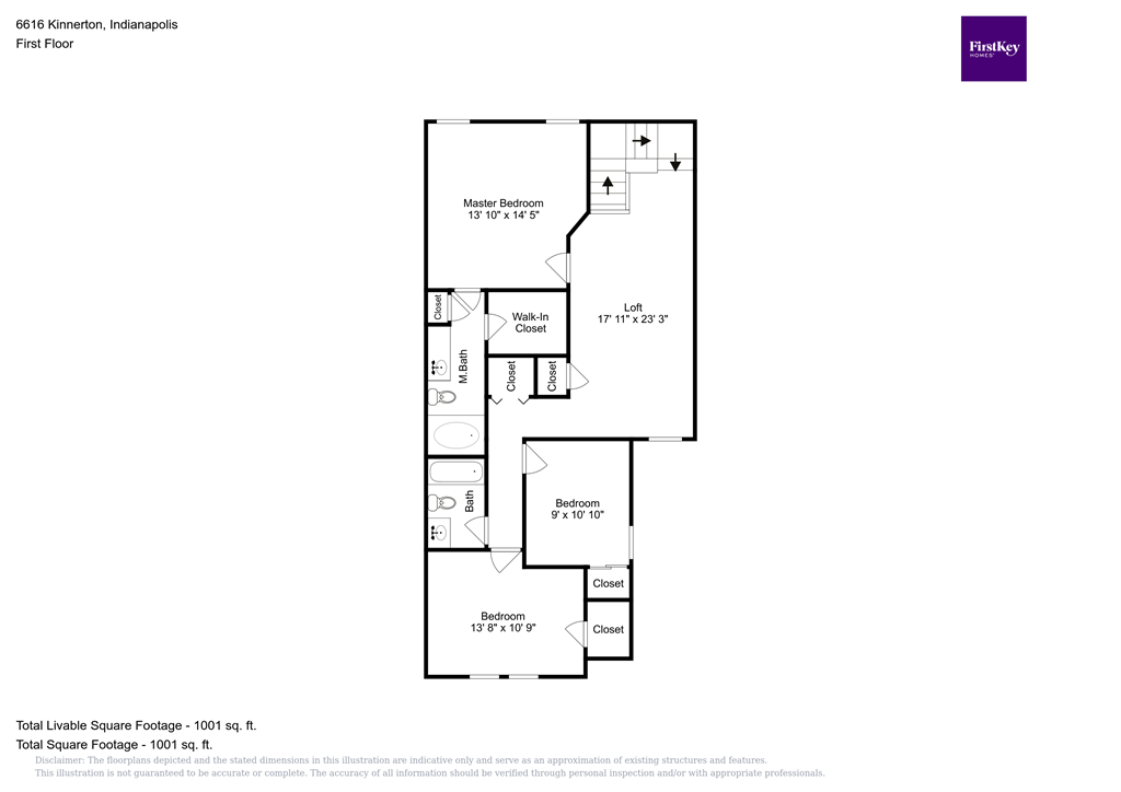 A floor plan for a home at 6916 Kimeron, Indianapolis showing the layout of the first floor.