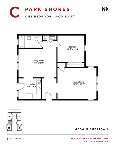 Park Shores -  One Bedroom Floorplan C
