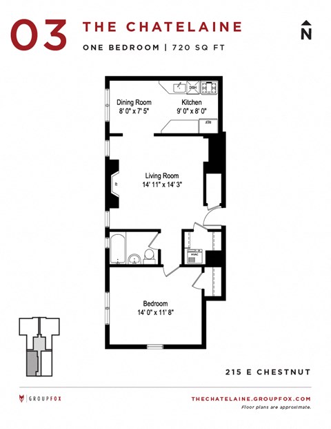 The Chatelaine - One Bedroom Floorplan