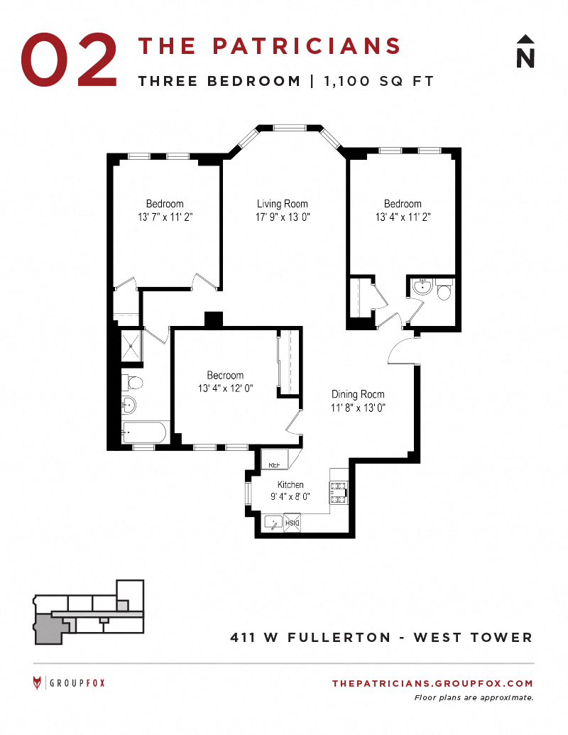 Group Fox - The Patricians - Three Bedroom Floor plan