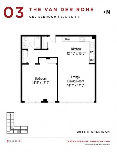 Group Fox - The Van Der Rohe - One Bedroom Floor Plans