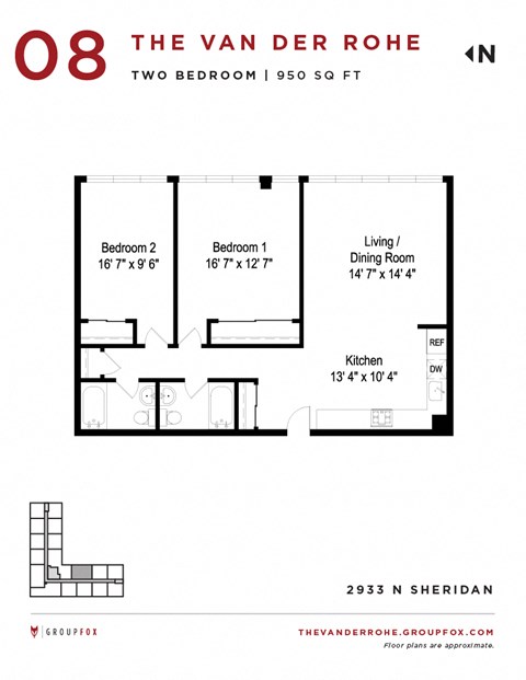 Group Fox - The Van Der Rohe - Two Bedroom Floor Plan s
