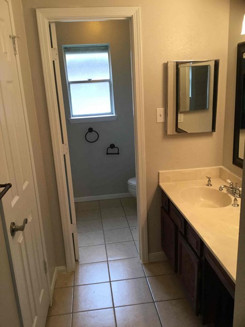 the bathroom is clean and ready for us to use