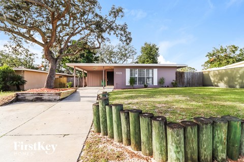 a house with a lawn and a tree in front of it