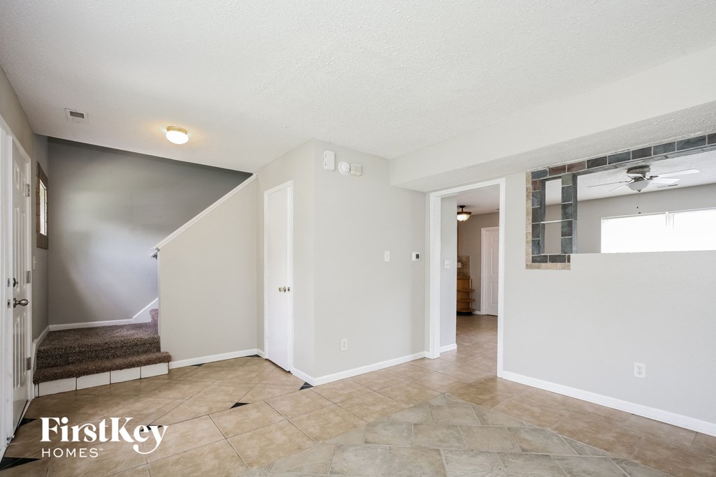 the living room is clean and ready to be staged