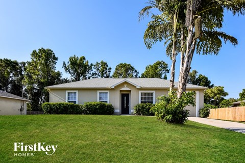 A house with a palm tree in front of it.