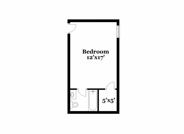 a floor plan of a bedroom with a closet