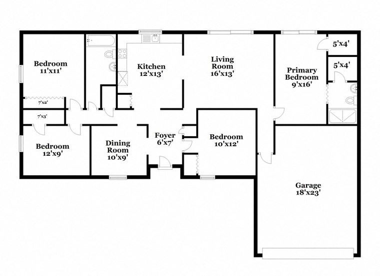 a floor plan of a house with a combination of bedrooms and a living room