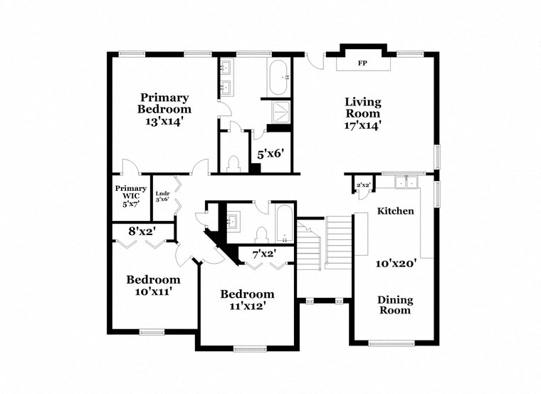 a floor plan of a house with bedrooms and a living room