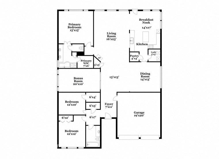 a floor plan of a house with two floors and a garage