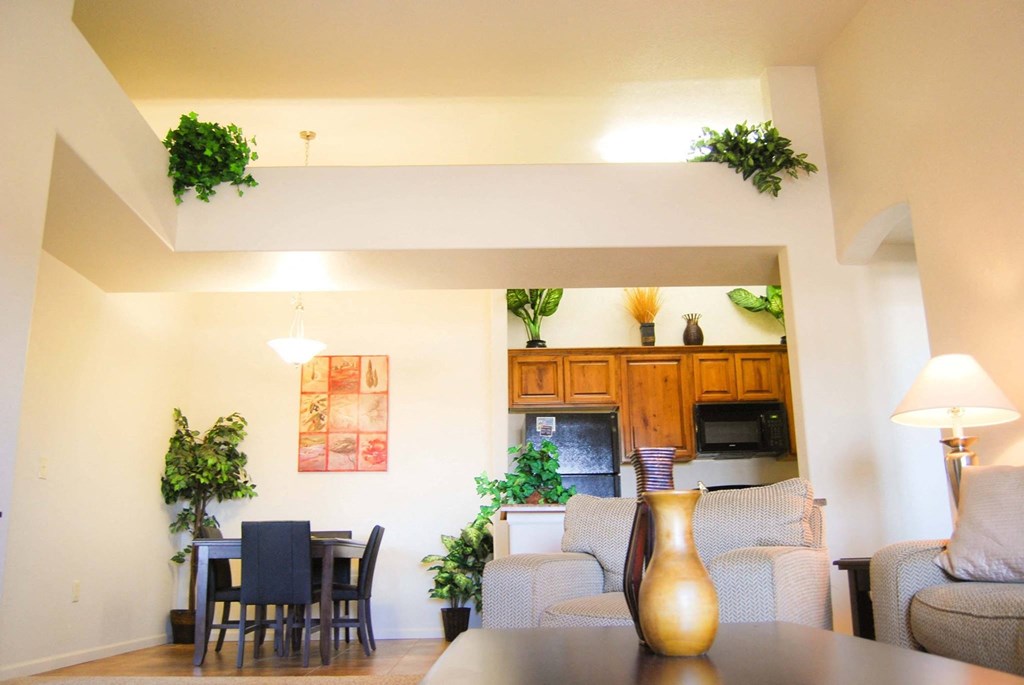 a living room with a couch and a table