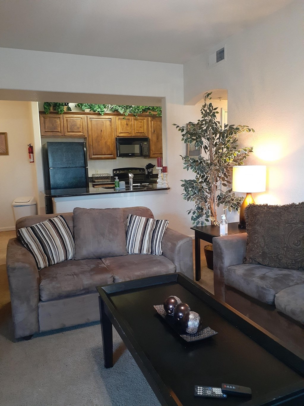 a living room with a couch and a coffee table