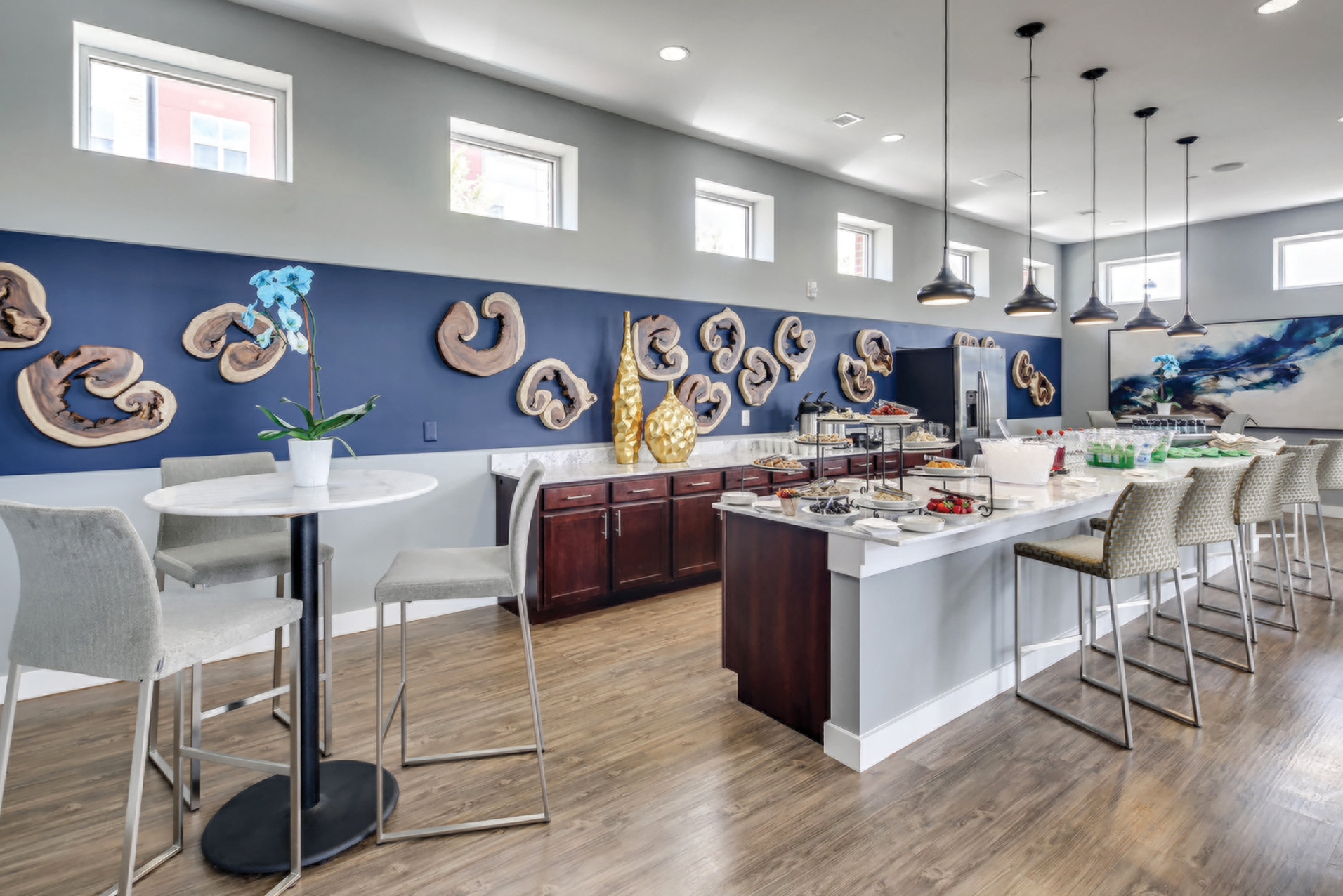 Urban Green Apartments clubhouse kitchen