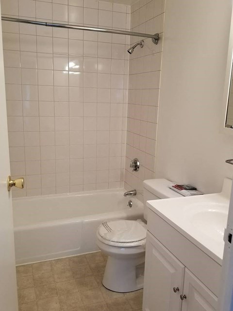 a bathroom with a toilet and a tub and a sink