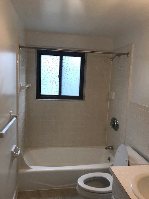 a bathroom with a toilet and a bath tub and a window