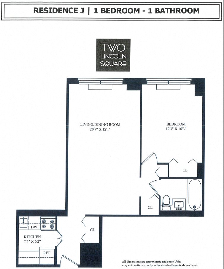 1 Bedroom / 1 Bath / J  Line