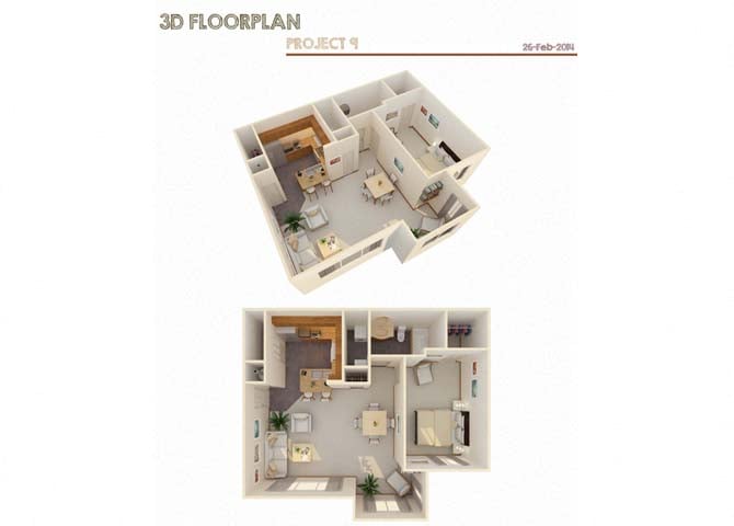 1 Bed w/ Study (Fireplace Optional)