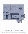 2 Bedroom 1 Bath Large