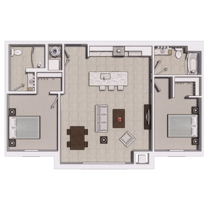 2 Bedroom, 2 Bathroom