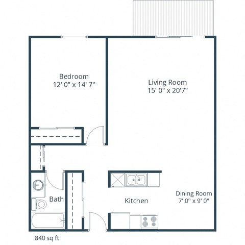 Glen Pond Apartments | One Bedroom Floor Plan B