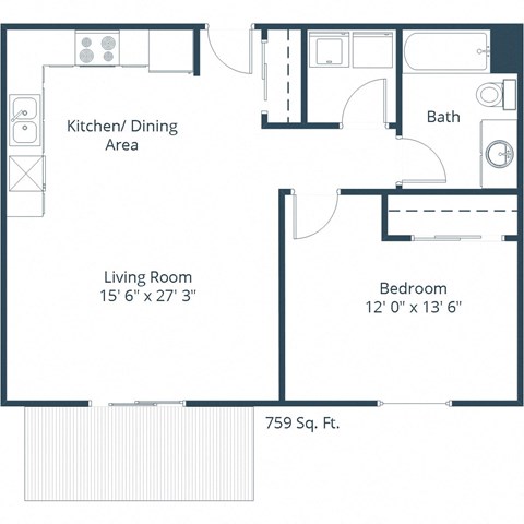Glen Pond Apartments | One Bedroom Floor Plan C