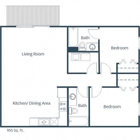 Glen Pond Apartments | Two Bedroom Floor Plan G