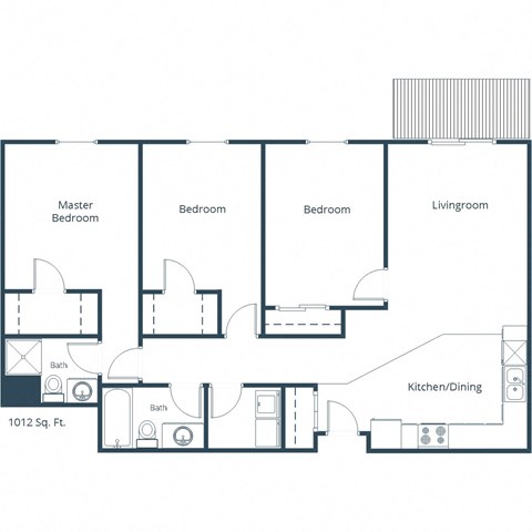 Glen Pond Apartments | Three Bedroom Floor Plan