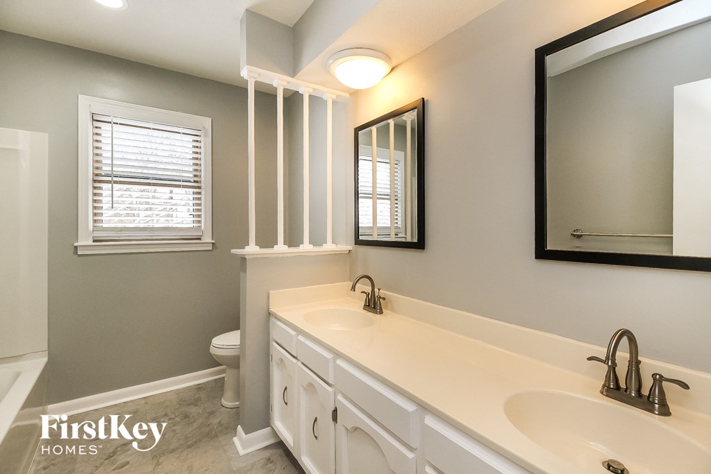 a bathroom with a sink and a toilet and a mirror