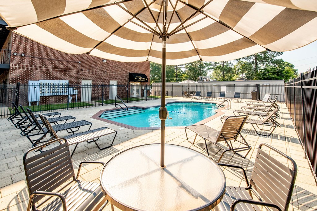 our apartments have a resort style pool and patio