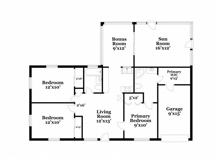 floor plan of the second floor of a house with bedrooms and a living room