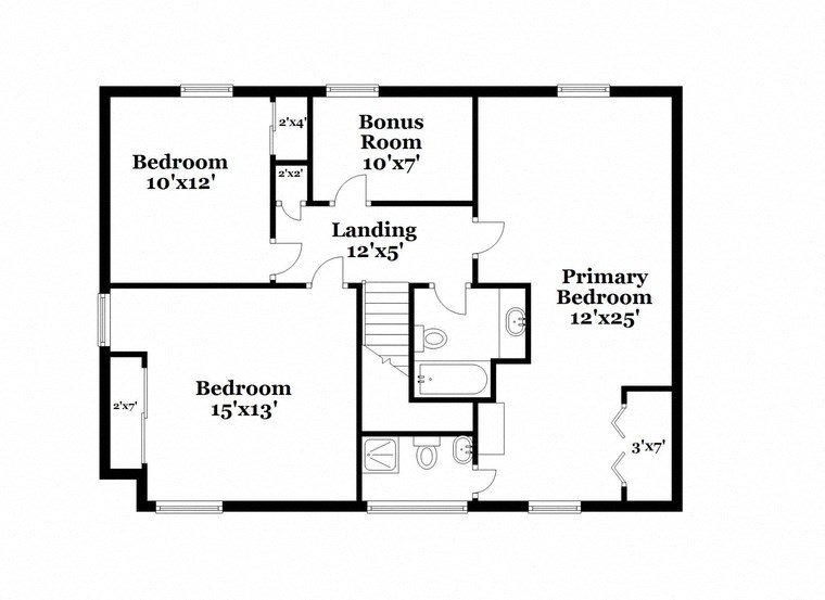floor plan of the lower level of a house with bedrooms and baths