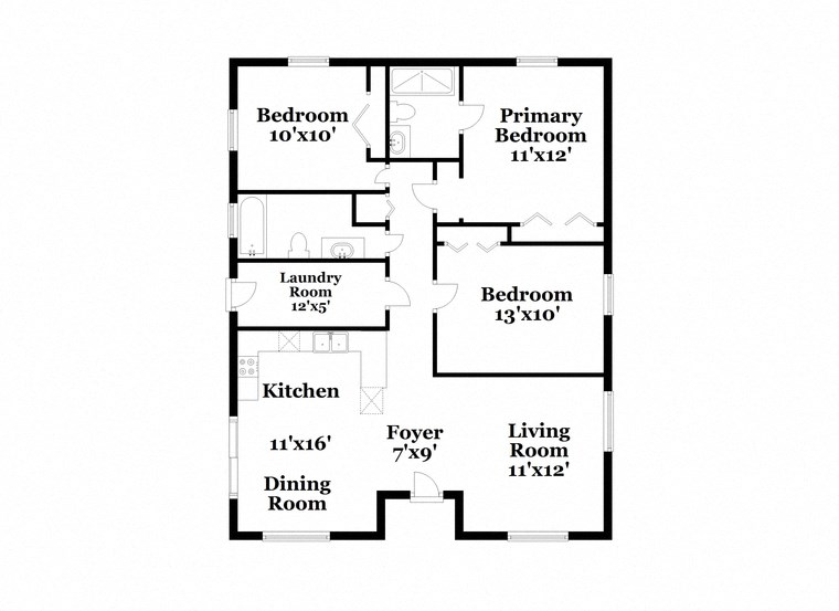 a floor plan of a house with a kitchen and a living room