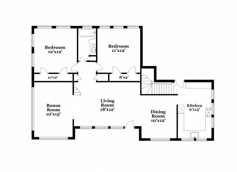 a floor plan of a house with a combination of bedrooms and a living room