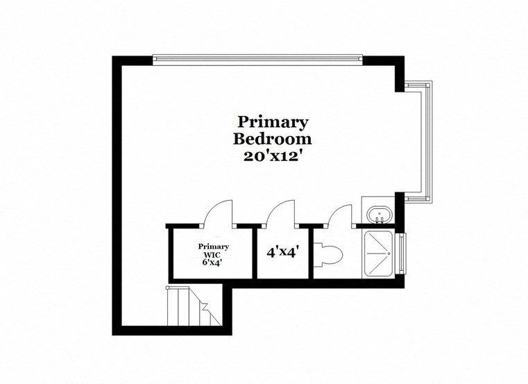 a floor plan of a house with a bedroom and a bathroom
