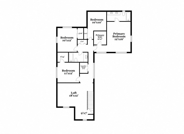 a floor plan of a home with a mix of bedrooms and baths