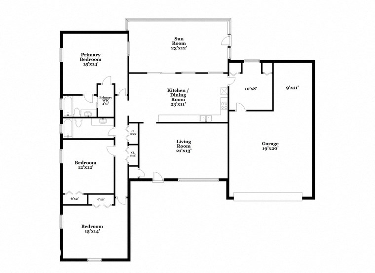 a floor plan of a house with two floors and a garage