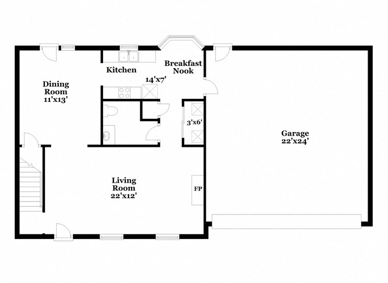 a floor plan of a house with a bedroom and a living room