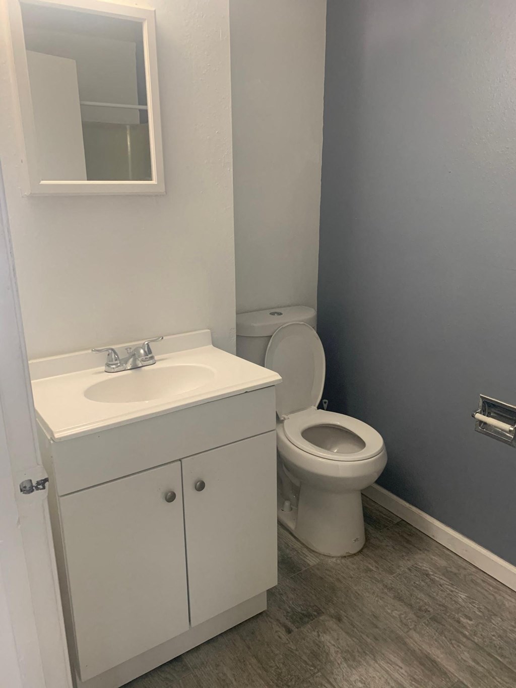 a bathroom with a toilet and a sink and a mirror