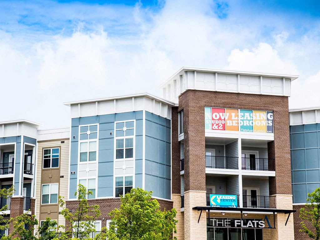 a building with a sign on the front of it