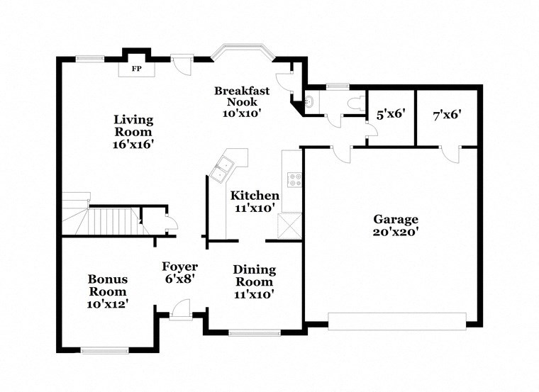 a floor plan of a house with bedrooms and a kitchen and a living room