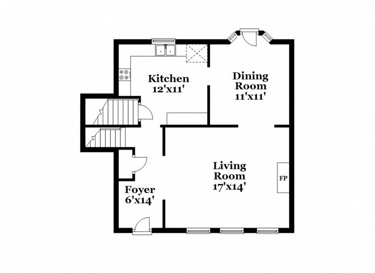 a floor plan of a house with a living room and a dining room