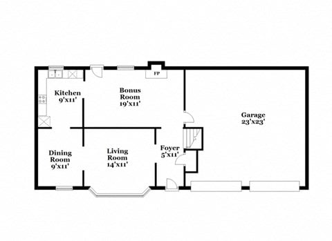 a floor plan of a house with an open floor plan with bedrooms and a kitchen
