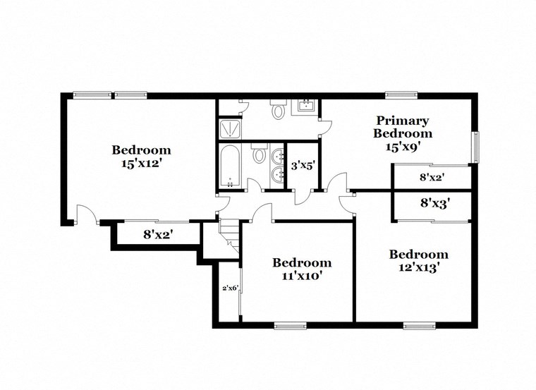 a floor plan of a house with bedrooms and baths